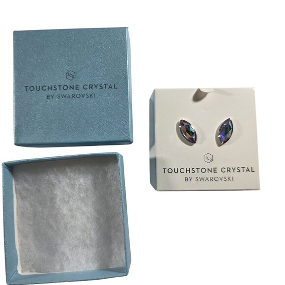 Touchstone Crystal By Swarovski Marquise Shaped Stud Earrings With Gift Box - Picture 1 of 3
